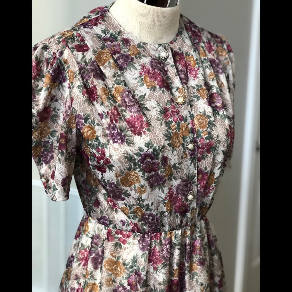 Vintage Floral Print Dress